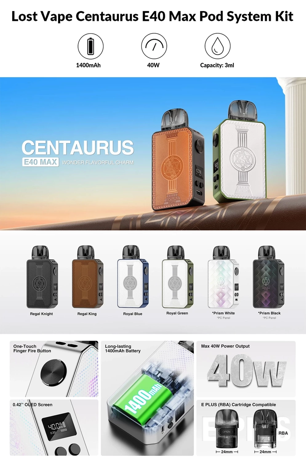 Lost vape Centaurus E40 Max 1400mAh Pod Kit