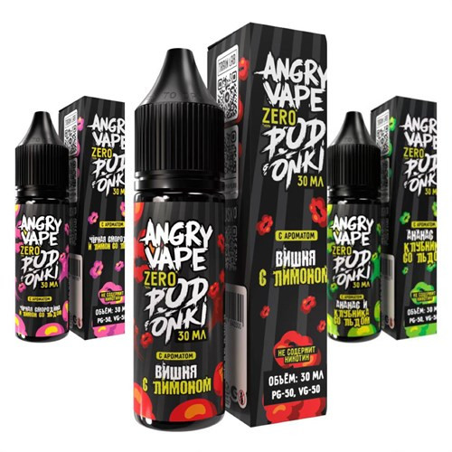 Безникотиновая Жидкость Angry Vape & Podonki Zero 30 мл 0 мг